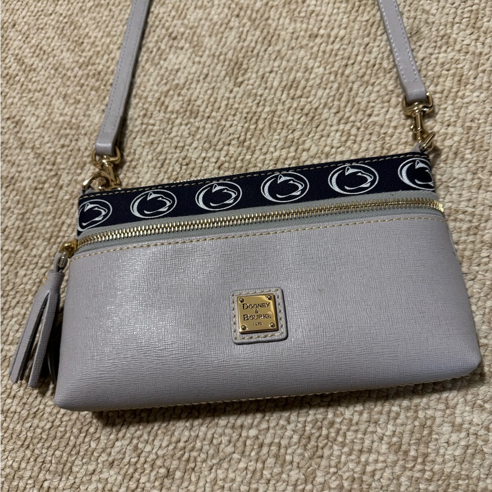 Dooney & Bourke Penn State Gray Crossbody Bag with Gold-Tone Hardware